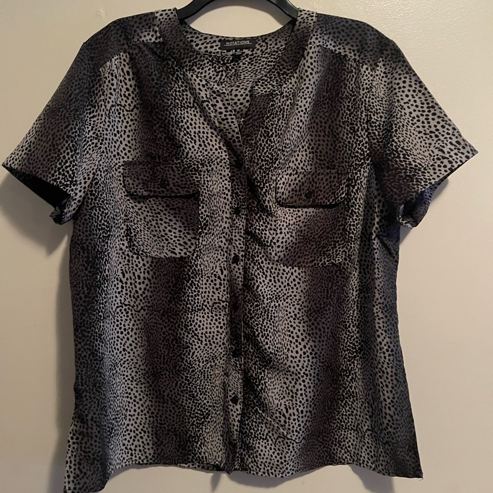 Notations Shirt XLarge Button Front Short Sleeve